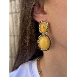 Boucle d’oreille pierre jaune