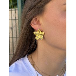 Boucle d’oreille fleur dorées